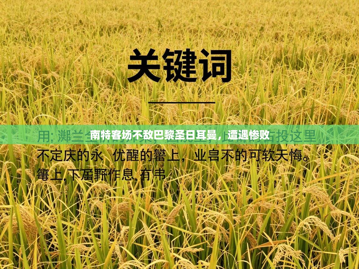 南特客场不敌巴黎圣日耳曼,遭遇惨败 第1张